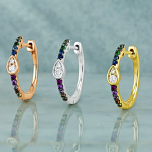 Load image into Gallery viewer, Solid 14k Gold Genuine Natural Diamond Rainbow Sapphire Earrings
