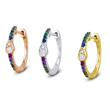 Load image into Gallery viewer, Solid 14k Gold Genuine Natural Diamond Rainbow Sapphire Earrings
