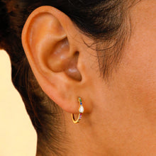 Load image into Gallery viewer, Solid 14k Gold Genuine Natural Diamond Rainbow Sapphire Earrings
