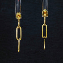 Load image into Gallery viewer, 18k Solid Gold Genuine Natural Diamond Paper Clip Link Hanging Earrings 1.6&quot; Drop
