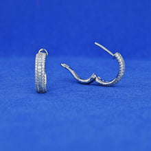 Load image into Gallery viewer, 14k Solid Gold Genuine Natural Princess Cut and Round Pave Huggy Hoop Earrings for Women
