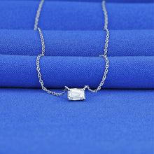 Load image into Gallery viewer, GIA Certified .52ct Emerald Cut FLAWLESS Genuine Natural Diamond 14k Solid Gold Floating Diamond Solitaire Necklace
