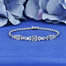 Load image into Gallery viewer, 14k Solid White Gold Genuine Natural Diamond Baguette Art Deco Bracelet VS Quality
