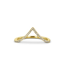 Load image into Gallery viewer, 14k Gold and Genuine Diamond Chevron &quot;V&quot; Shaped Stackable Ring w/ High Quality Diamonds in White, Yellow or Rose Gold for Women
