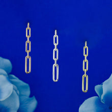 Load image into Gallery viewer, 14k Solid Gold Natural Diamond Paper Clip Link Hanging Earrings 1.5&quot; Length
