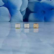 Load image into Gallery viewer, 14k Solid Gold Natural Diamond Cluster with Square Border Earrings
