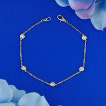 Load image into Gallery viewer, 14k Solid Gold Natural Diamond By the Yard Station Layering Bezel Set Bracelet
