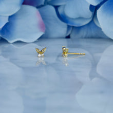 Load image into Gallery viewer, Single (Half Pair) 14k Solid Gold Natural Diamond Butterfly Shaped Stud Earrings
