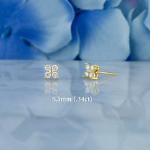 Load image into Gallery viewer, Single (Half Pair) 14k Solid Gold Natural Diamond Small Clover Flower Cluster Stud Earrings
