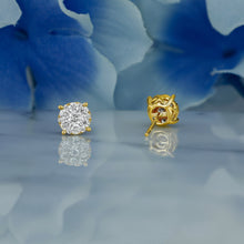 Load image into Gallery viewer, 14k Solid Gold Natural Diamond 4 Prong Round Cluster Stud Earrings
