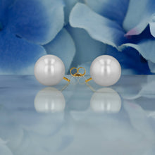 Load image into Gallery viewer, 14k Solid Gold Genuine Fresh Water Pearl Earrings
