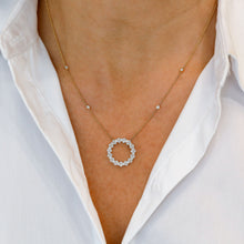 Load image into Gallery viewer, 14k Solid Gold Natural Diamond Circle Cluster with Bezel Set Diamond Adjustable Chain
