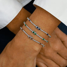 Load image into Gallery viewer, 14k Solid Gold Natural Diamond with Ruby, Emerald or Sapphire Statement Tennis Bracelet
