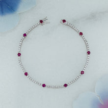 Load image into Gallery viewer, 14k Solid Gold Natural Diamond with Ruby, Emerald or Sapphire Statement Tennis Bracelet
