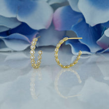 Load image into Gallery viewer, 18k Solid Gold Natural Diamond Flower Cluster Inside Out Huggy Hoop Earrings
