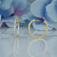 Load image into Gallery viewer, 18k Solid Gold Natural Diamond Baguette Inside Out Hoop Earrings
