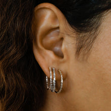 Load image into Gallery viewer, 18k Solid Gold Natural Diamond Baguette Inside Out Hoop Earrings
