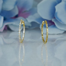 Load image into Gallery viewer, 18k Solid Gold Natural Diamond Baguette Inside Out Hoop Earrings
