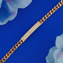 Load image into Gallery viewer, 18k Solid Gold Natural Diamond Curved Heavy Weight Pavé ID Bar Cuban Link Bracelet
