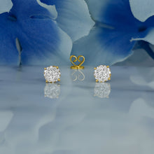 Load image into Gallery viewer, 14k Solid Gold Natural Diamond 4 Prong Round Cluster Stud Earrings
