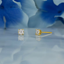 Load image into Gallery viewer, 14k Solid Gold Natural Diamond 4 Prong Round Cluster Stud Earrings
