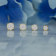 Load image into Gallery viewer, 14k Solid Gold Natural Diamond 4 Prong Round Cluster Stud Earrings
