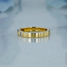 Load image into Gallery viewer, 14k Solid Gold Natural Diamond Bezel Set Princess Cut Wedding Band Stackable  Ring
