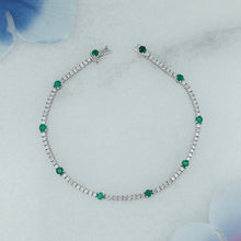 Load image into Gallery viewer, 14k Solid Gold Natural Diamond with Ruby, Emerald or Sapphire Statement Tennis Bracelet
