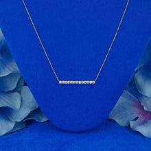 Load image into Gallery viewer, 18k Solid Gold Natural Diamond Bar Trapeze Necklace with Adjustable Drawstring Chain
