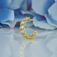 Load image into Gallery viewer, 18k Solid Gold Natural Diamond Pavé Cuban Link Huggy Hoop Earring
