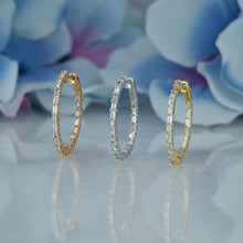 Load image into Gallery viewer, 18k Solid Gold Natural Diamond Baguette Inside Out Hoop Earrings
