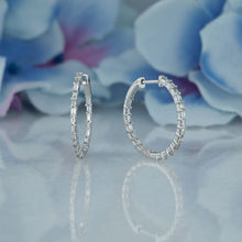 Load image into Gallery viewer, 18k Solid Gold Natural Diamond Baguette Inside Out Hoop Earrings
