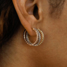 Load image into Gallery viewer, 18k Solid Gold Natural Diamond Baguette Inside Out Hoop Earrings
