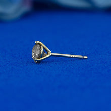 Load image into Gallery viewer, Single (Half Pair) 14k Solid Gold Natural Diamond 3 Prong Martini Setting Stud Earrings
