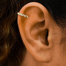 Load image into Gallery viewer, Single (Half Pair) 14k Solid Gold Natural Diamond Twist Leaf Illusion Non-Pierce Ear Cuff
