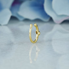 Load image into Gallery viewer, Single (Half Pair) 14k Solid Gold Natural Diamond Tear Drop Center Illusion Non-Pierce Ear Cuff
