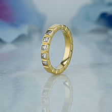 Load image into Gallery viewer, 14k Solid Gold Natural Diamond Bezel Set Princess Cut Wedding Band Stackable  Ring
